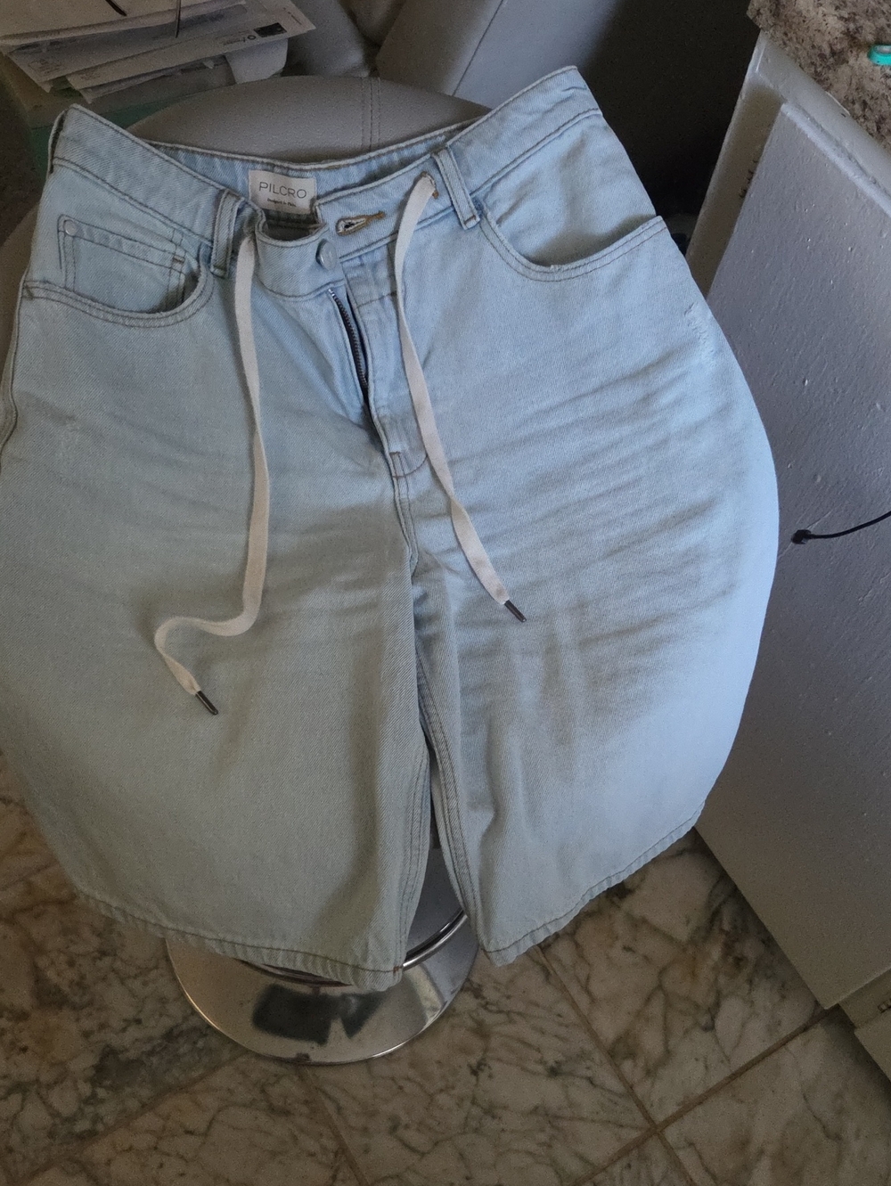Pilcro Light Blue Denim Shorts with Drawstring